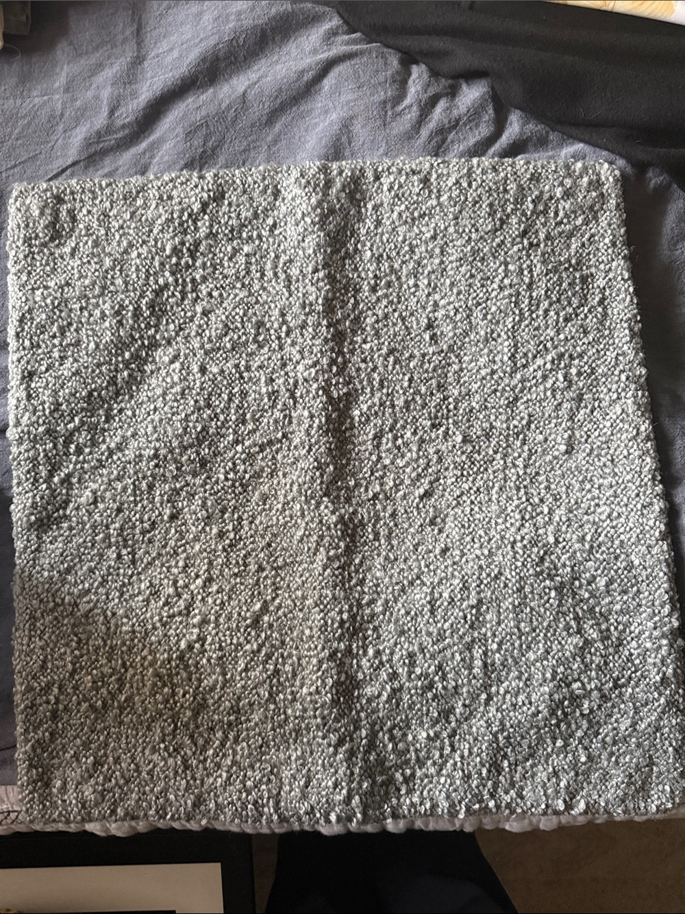 NWOT - West Elm Gray/Blue BoucleTextured Square Throw Pillow Cover